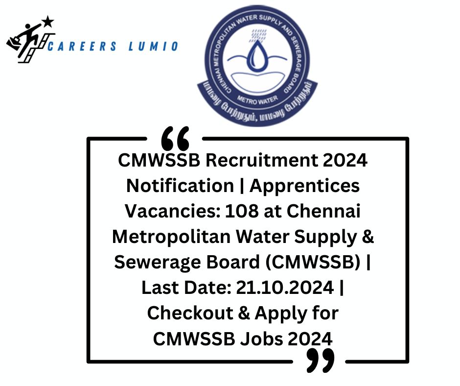 CMWSSB Recruitment 2024 Notification